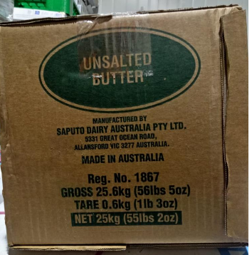 MG Brand Unsalted Butter (1x25kg)